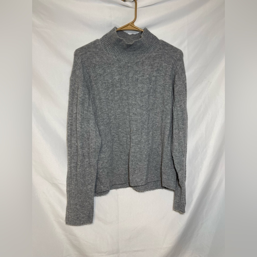 J. Crew Heather Gray Cowl Neck Sweater Merino Wool Blend
